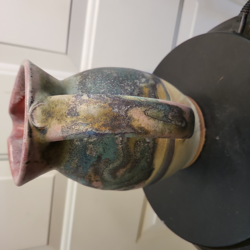 Joe Winter Signed Raku Pottery Studio Ceramic Pitcher Vase Vessel 7" - Picture 7 of 10